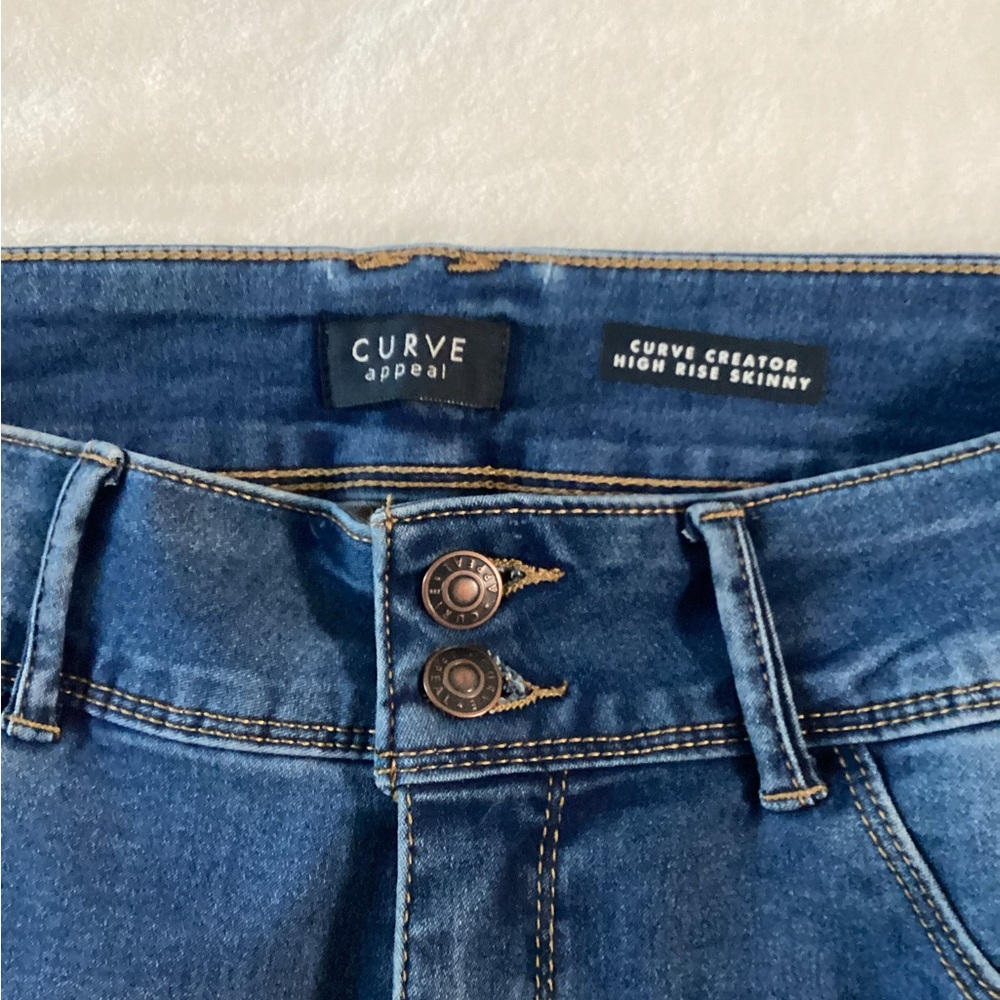 Curve Appeal Women's High Rise Skinny Jeans - Blue